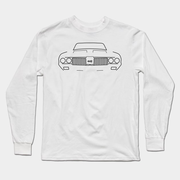 Oldsmobile Cutlass 442 classic car outline graphic (black) Long Sleeve T-Shirt by soitwouldseem